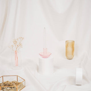 Candle holder - Glass -  Pink - 9,5x9,5x7cm: Pink