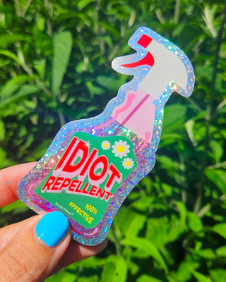 Glitter sticker Idiot Repellent spray