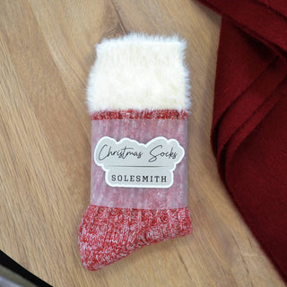 Christmas Fluffy Cuff socks: Red