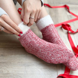 Christmas Fluffy Cuff socks: Red