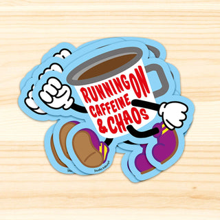 Sticker Running on Caffeine and Chaos coffee