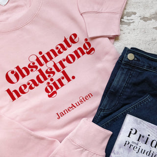 Obstinate Headstrong Girl Bookish Sweatshirt: Rose Gold on Dark Blue / 2XL
