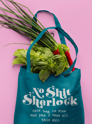 No Shit Sherlock Tote Bag emerald 100% cotton: TEAL