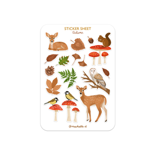 A6 sticker sheet/sticker sheet - autumn/fall - deers/mushrooms