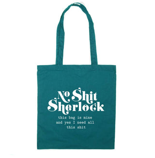 No Shit Sherlock Tote Bag emerald 100% cotton: TEAL