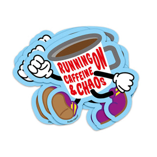 Sticker Running on Caffeine and Chaos coffee
