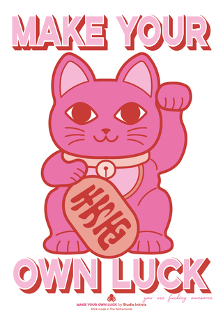 Studio Inktvis Lucky Cat Poster with frame