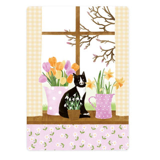 Card window sill full of spring
