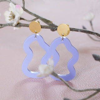 Shape earrings recycled plastic lilac