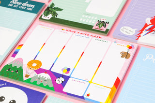 Weekly Planner with cute kawaii panda and rainbow A5